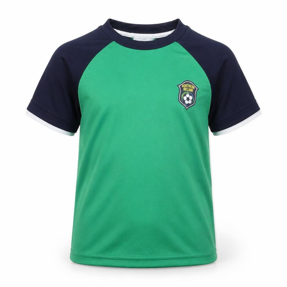Front view of Dunnes boys’ green polyester basic casual, size 5, years round neck