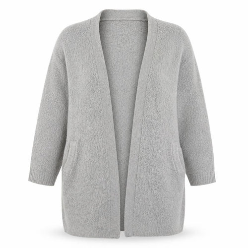 b.young Womens Grey V-Neck  Acrylic Cardigan Jumper Size L