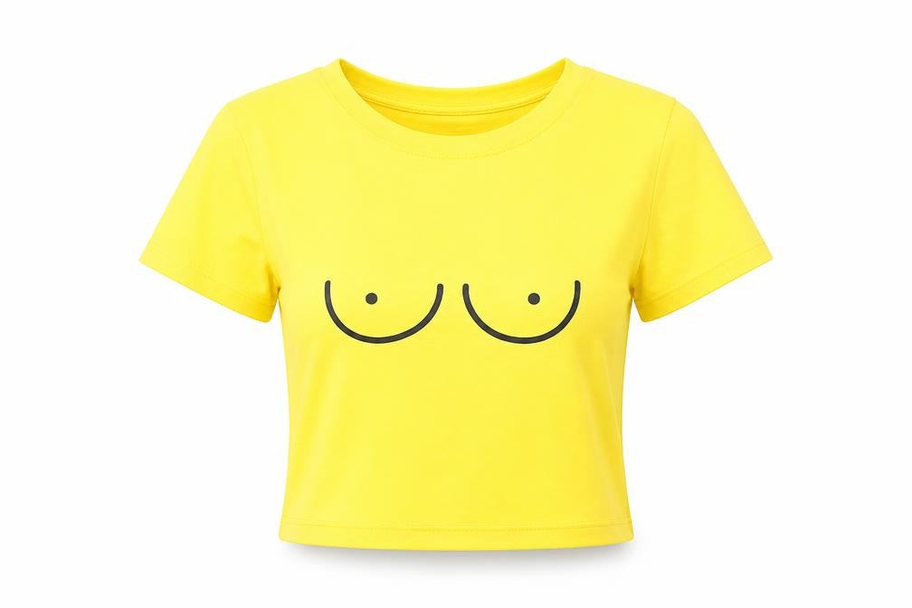 Front view of Preworn women’s yellow polyester basic t-shirt, size S, round neck