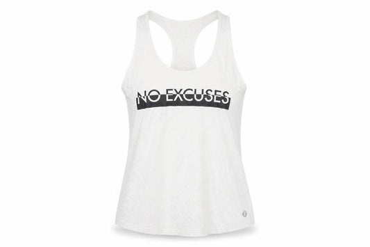 Front view of New Look women’s white polyester basic tank, size S, round neck