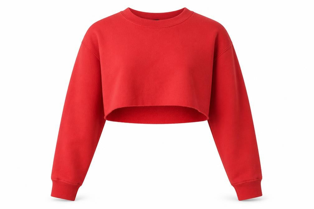 Front view of PRETTYLITTLETHING women’s red polyester pullover sweatshirt, size S
