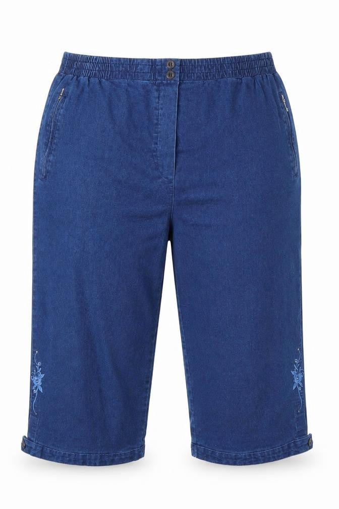 Front view of T Mode women’s blue polyester straight jeans, size UK 50, regular