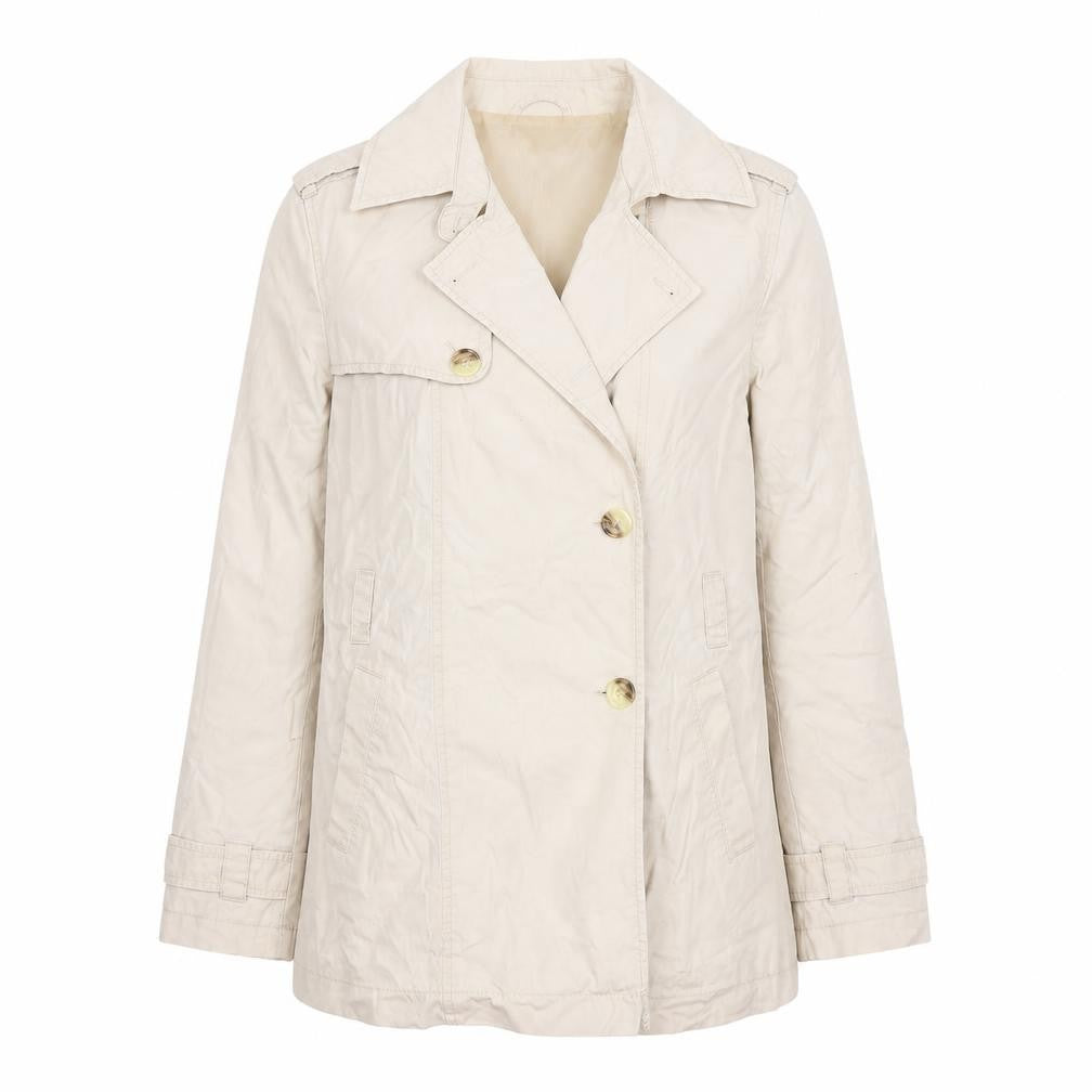 Front view of Next women’s ivory overcoat coat, size UK 10, button