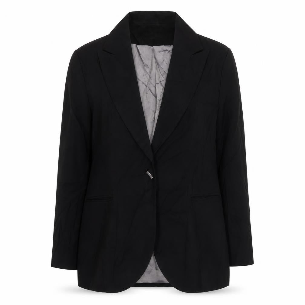 Front view of Ozone women’s black polyester jacket suit jacket, size S