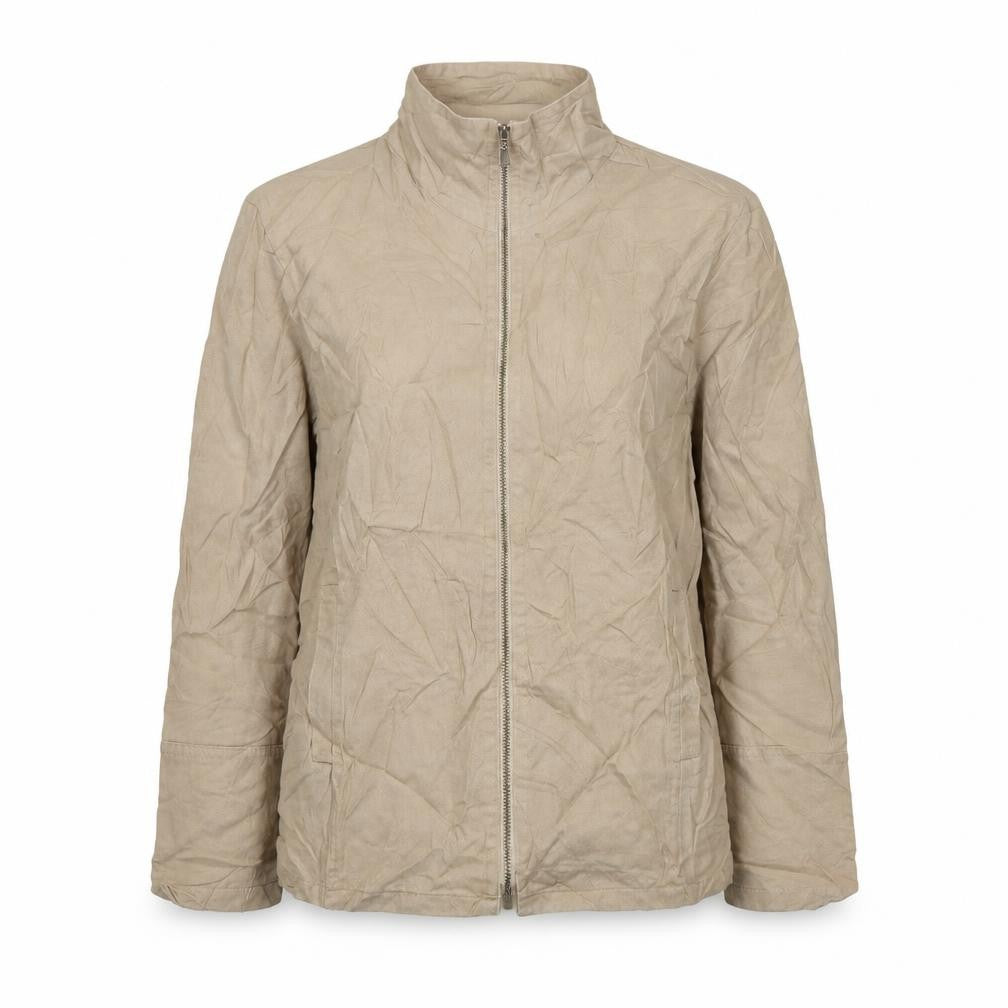 Front view of Pola women’s beige lyocell jacket blazer, size UK 12