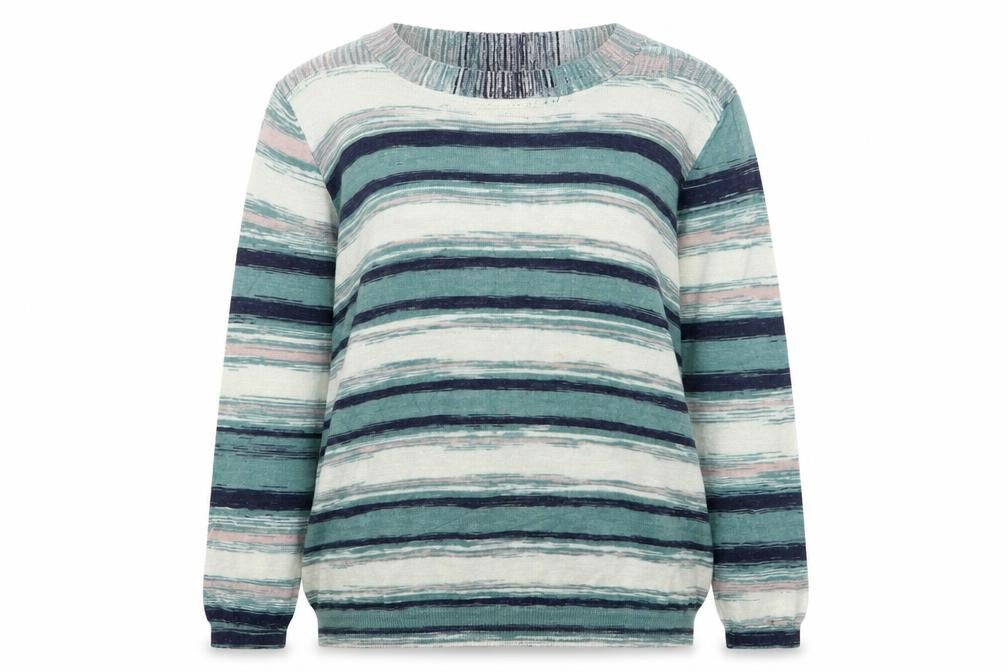 RJR.John Rocha Womens Multicoloured Boat Neck Striped Viscose Pullover Jumper Size 14