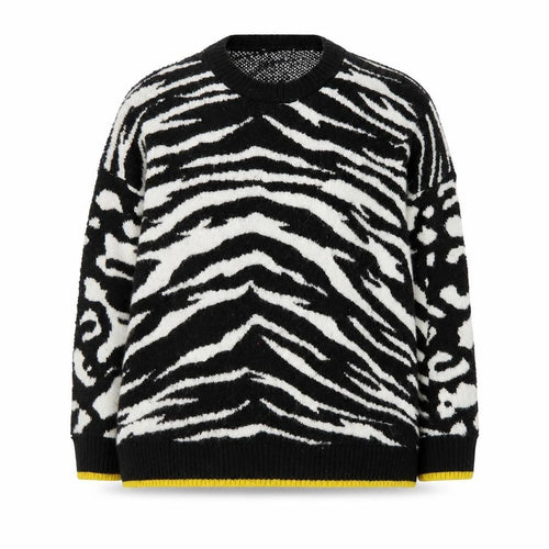 Marks and Spencer Womens Blue Round Neck Animal Print Acrylic Pullover Jumper Size L