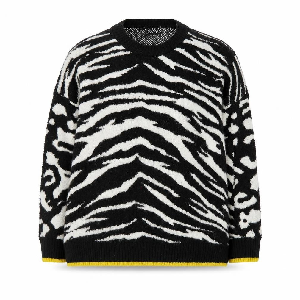 Marks and Spencer Womens Blue Round Neck Animal Print Acrylic Pullover Jumper Size L