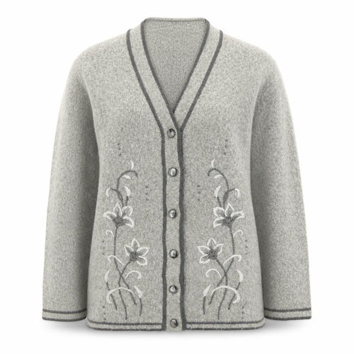 Roman Womens Grey V-Neck  Nylon Cardigan Jumper Size S