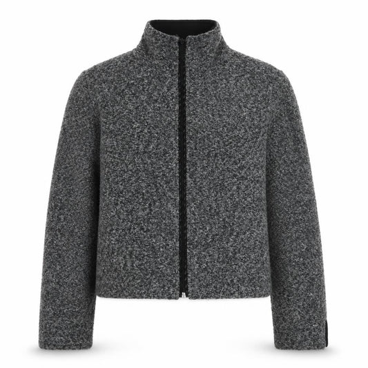 Front view of Minuet women’s grey jacket, size UK 16, zip