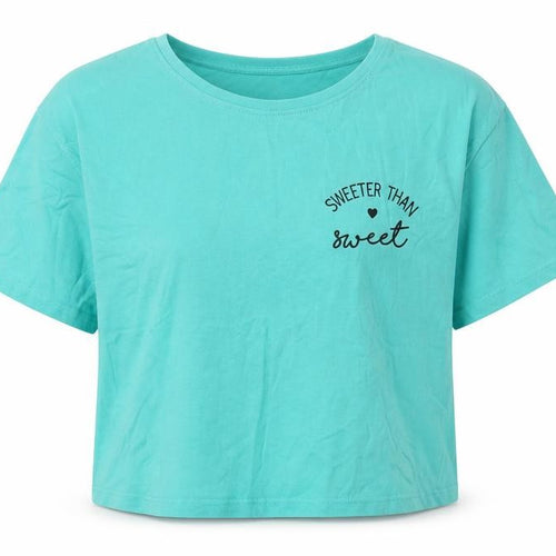 Miss Evie Girls Green  Cotton Cropped T-Shirt Size 13-14 Years Crew Neck Pullover - Slogan