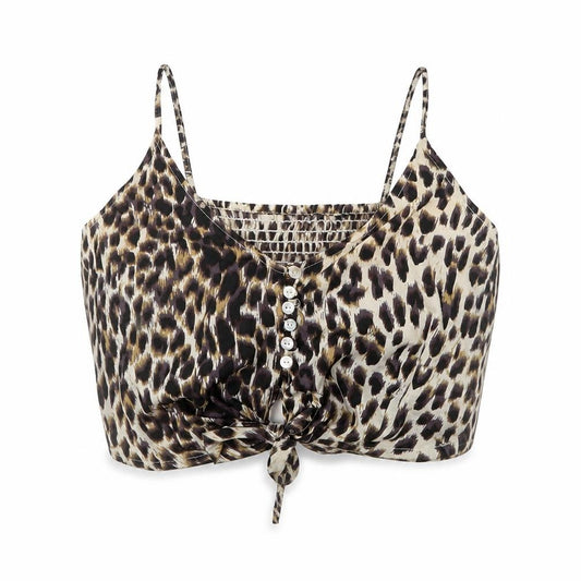 Front view of Chemistry women’s multicoloured animal print polyester camisole t-shirt, size UK 10, square neck