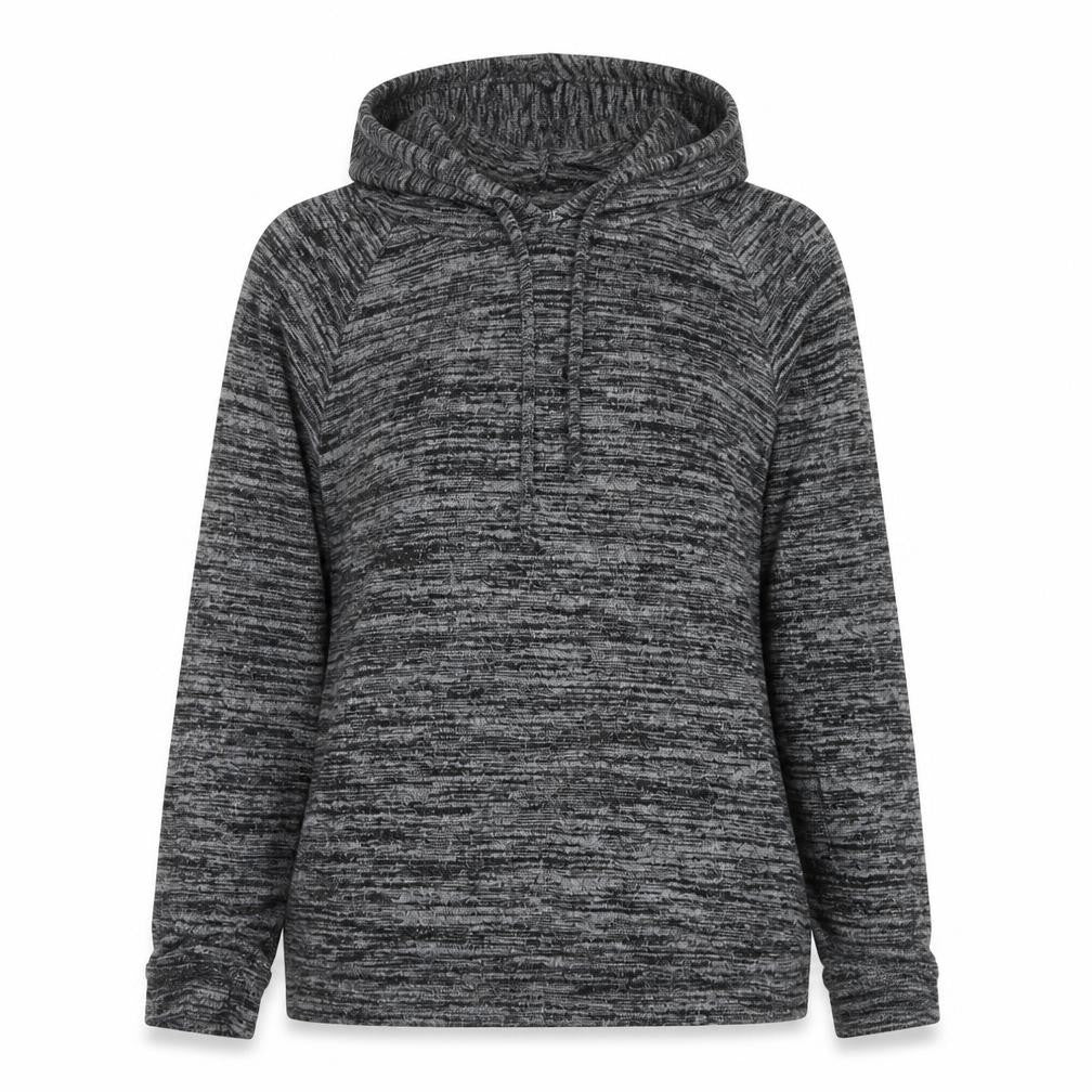 Front view of Primark women’s grey viscose pullover hoodie, size UK 10, pullover