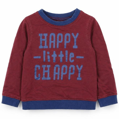 Mothercare Boys Red  Cotton Pullover Sweatshirt Size 2-3 Years  Pullover - Happy little chappy