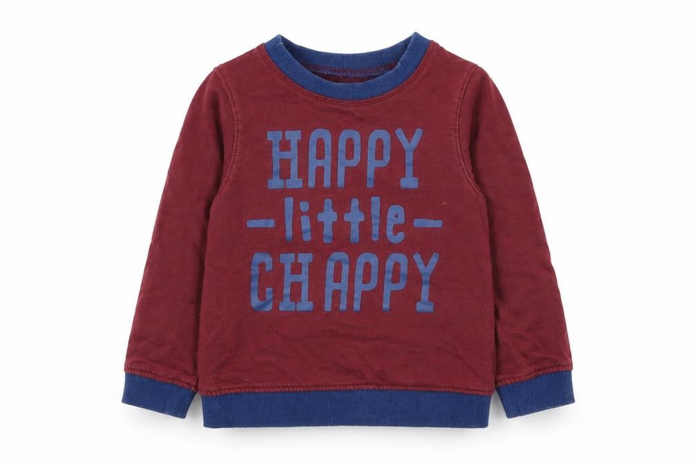 Mothercare Boys Red  Cotton Pullover Sweatshirt Size 2-3 Years  Pullover - Happy little chappy