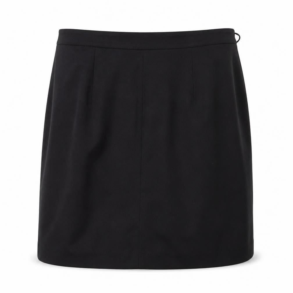 Front view of lottie women’s black polyester a-line skirt, size UK 12