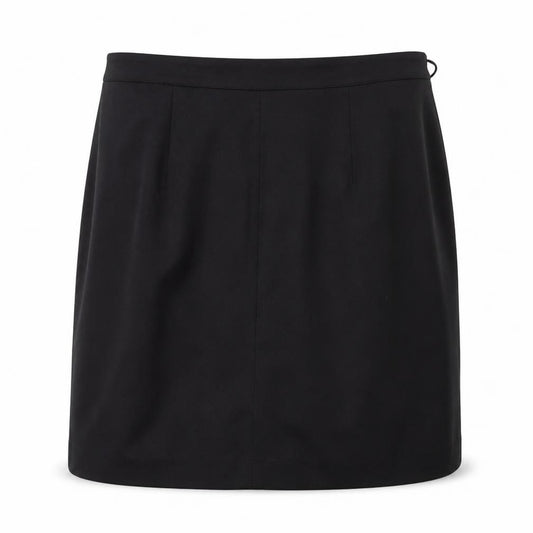Front view of lottie women’s black polyester a-line skirt, size UK 12