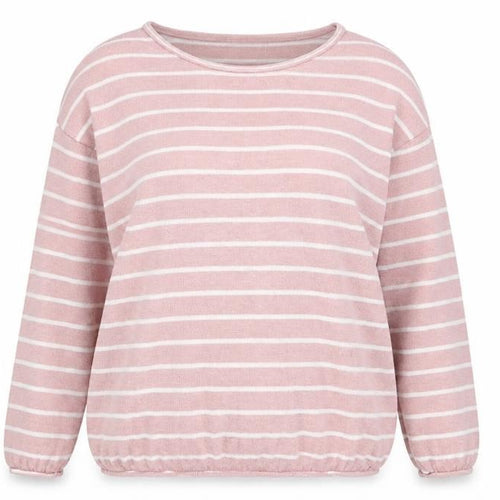 Pull&Bear Womens Pink Round Neck Striped Acrylic Pullover Jumper Size S