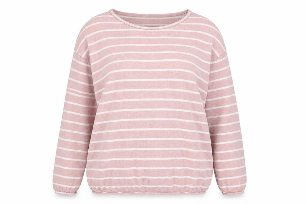 Pull&Bear Womens Pink Round Neck Striped Acrylic Pullover Jumper Size S
