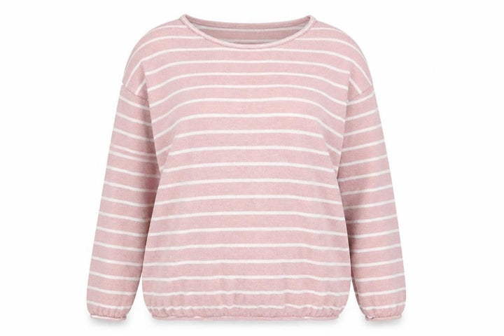 Pull&Bear Womens Pink Round Neck Striped Acrylic Pullover Jumper Size S
