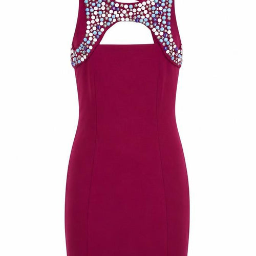 ASOS Womens Purple  Viscose Bodycon  Size 6  Round Neck Hook & Eye