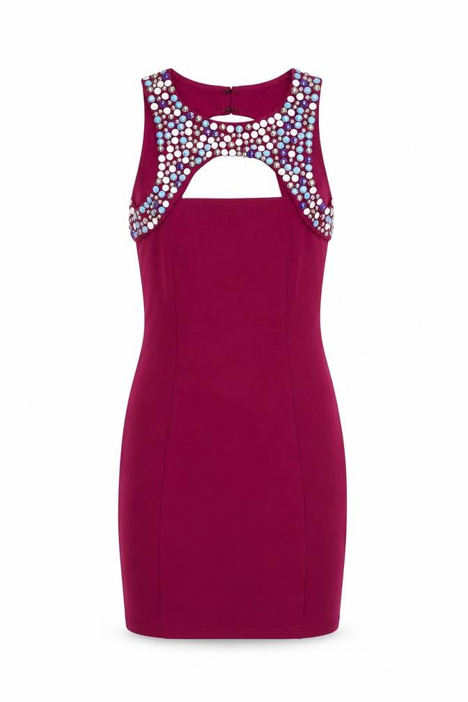 ASOS Womens Purple  Viscose Bodycon  Size 6  Round Neck Hook & Eye