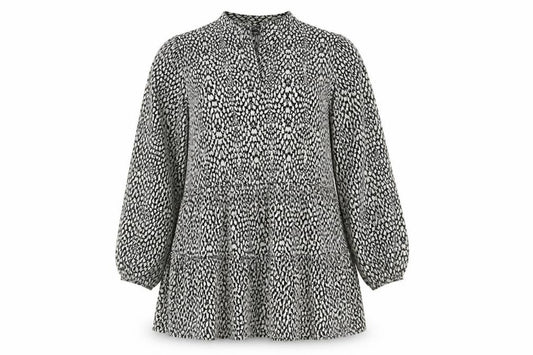 Front view of Alfred Dunner women’s multicoloured geometric polyester fit & flare, size S, round neck tie
