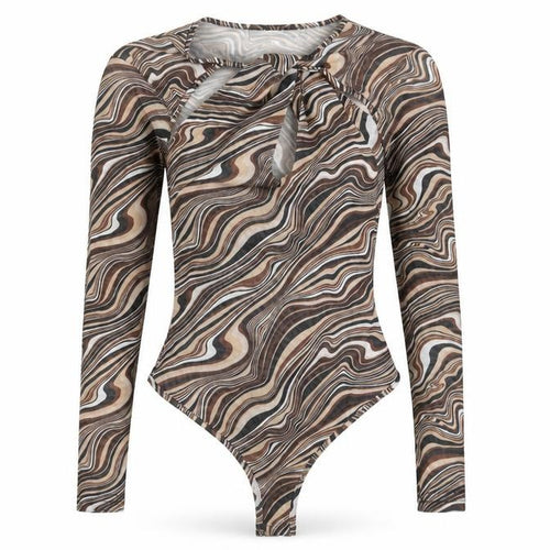 NAANAA Womens Green Geometric Polyester Bodysuit One-Piece Size 6  Snap
