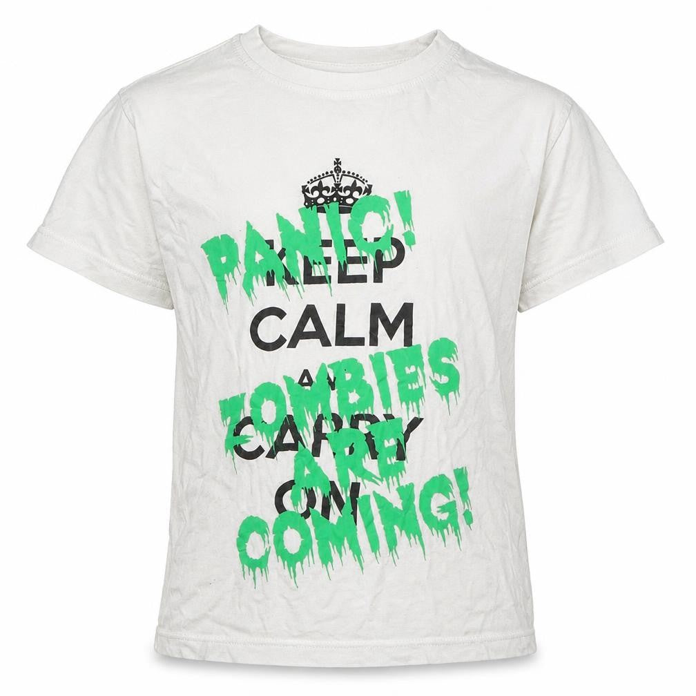 Front view of Urban 65 boys’ white 100% cotton basic t-shirt, size 9-10, years round neck pullover