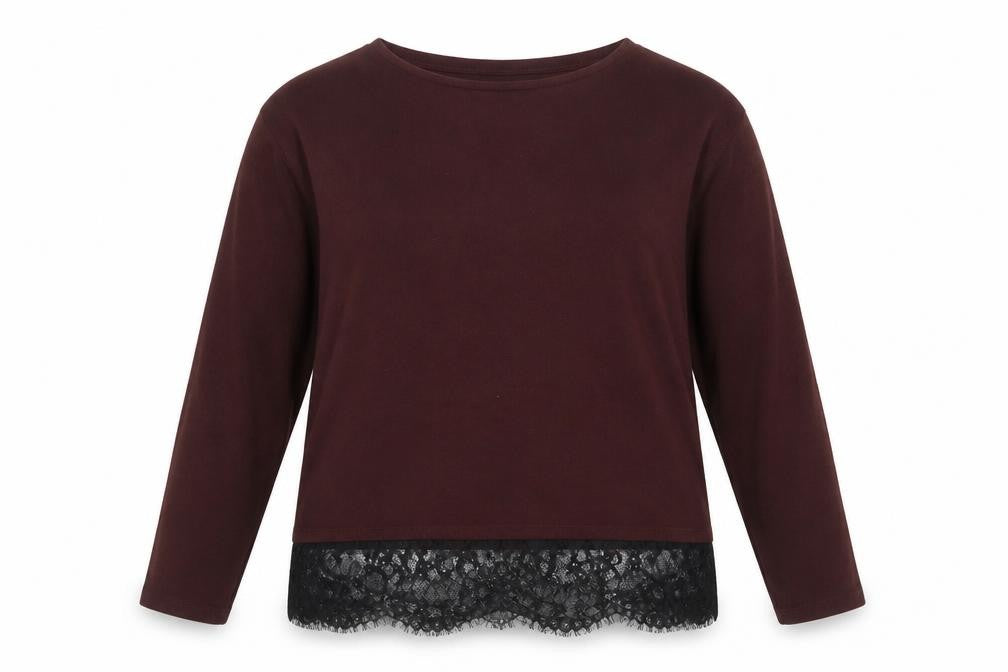 Front view of F&F women’s purple crew neck polyester jumper, size UK 14