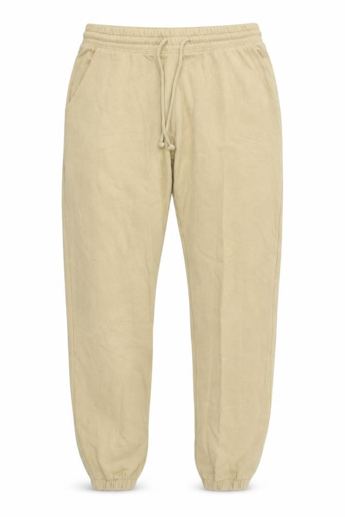 Front view of H&M women’s beige cotton sweatpants, size S, 28-inch leg regular drawstring