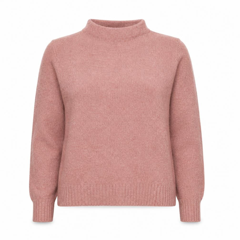 Front view of Villa women’s pink round neck polyester jumper, size S