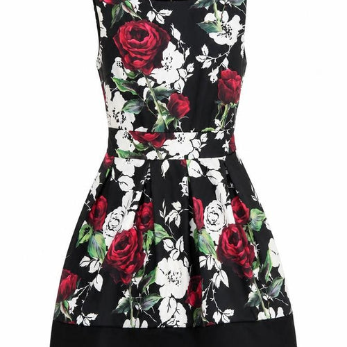 Styled in Italy Womens Multicoloured Floral Polyester Fit & Flare  Size S  Round Neck Zip