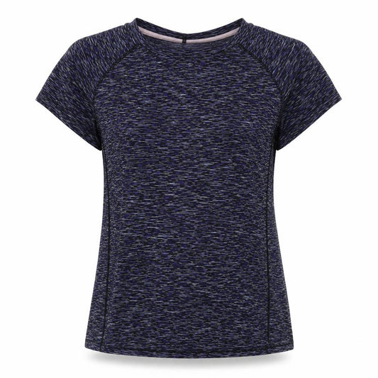 Front view of Atmosphere women’s multicoloured geometric polyester basic t-shirt, size UK 10, round neck