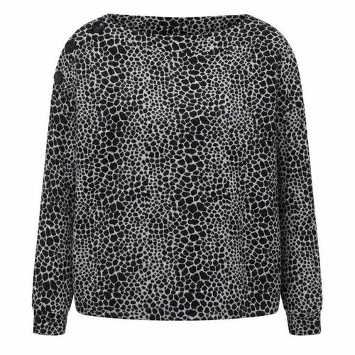 Dorothy Perkins Womens Black Round Neck Animal Print Polyester Pullover Jumper Size 14