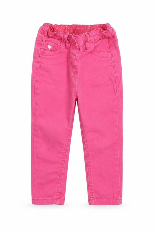 Front view of Denim Co. Baby Pink Cotton Jogger Jeans, size 18-24, Months Snap