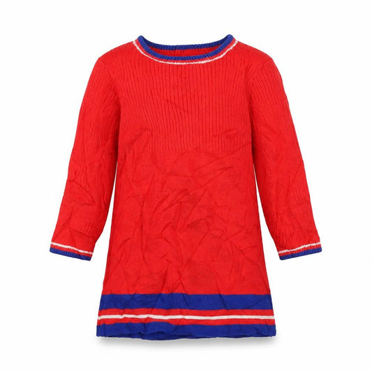 Front view of Next girls’ red cotton jumper, size 3-6, months