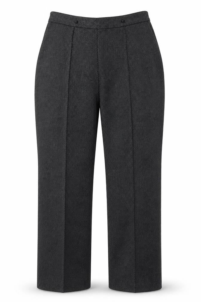 Front view of Papaya women’s grey geometric polyester trousers, size UK 12, 27-inch leg regular