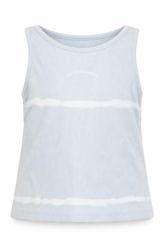 Primark Girls Blue  Cotton Basic Tank Size 7-8 Years Round Neck  - Day dreamer