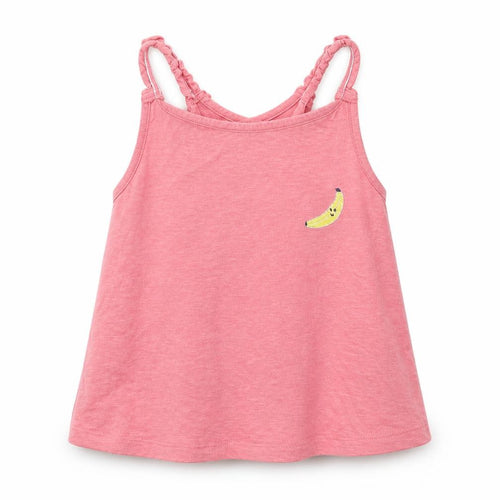 Marks and Spencer Girls Pink  Cotton Camisole T-Shirt Size 6-7 Years Round Neck  - Banana
