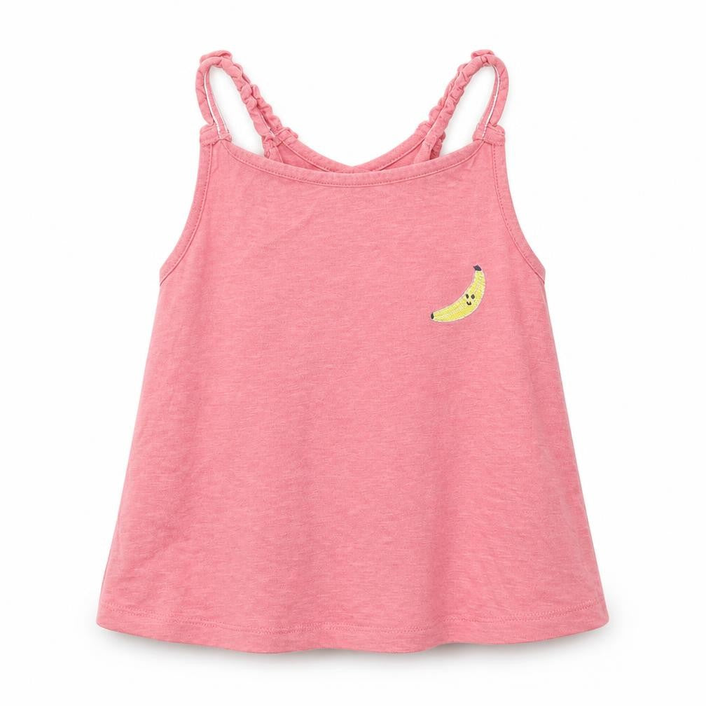 Marks and Spencer Girls Pink  Cotton Camisole T-Shirt Size 6-7 Years Round Neck  - Banana