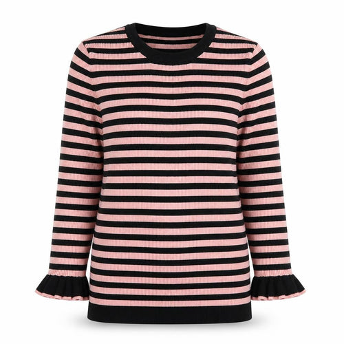 Debenhams Womens Pink Crew Neck Striped Viscose Pullover Jumper Size 12