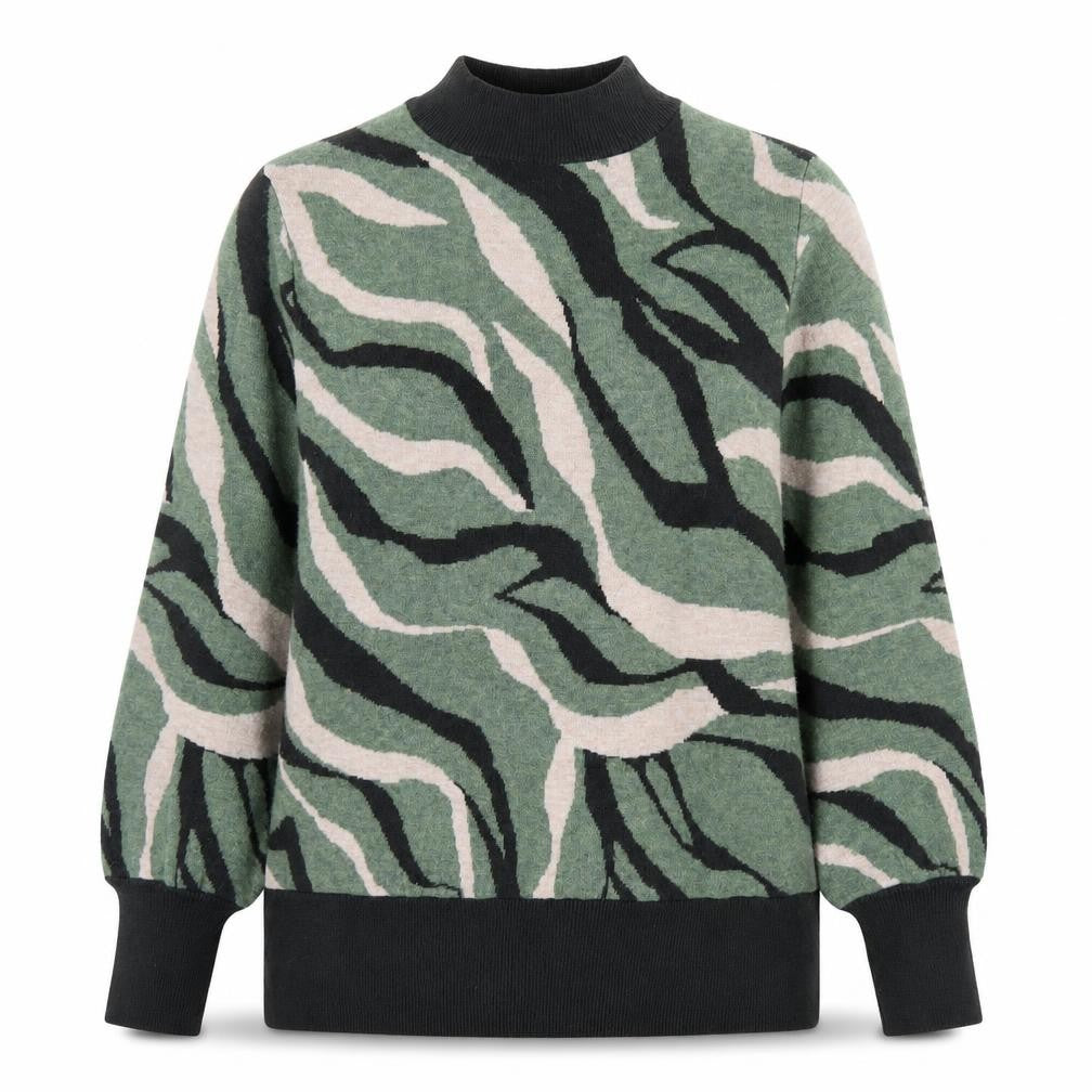 Marks and Spencer Womens Green Mock Neck Camouflage Viscose Pullover Jumper Size S