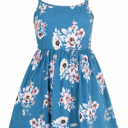 SheIn Womens Blue Floral Polyester Skater Dress  Size S  Square Neck
