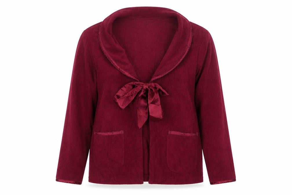Front view of Bonmarché women’s purple collared polyester cardigan jumper, size UK 16