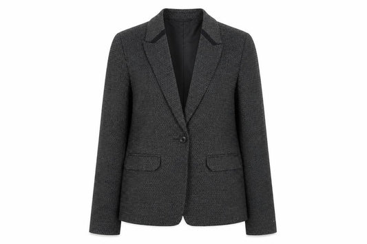 Front view of Next women’s black jacket blazer, size UK 10, button