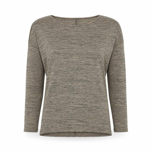 Front view of Atmosphere women’s brown round neck polyester jumper, size UK 8