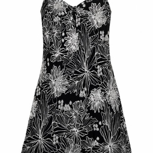 Riviera Womens Black Floral Viscose A-Line  Size 10  Sweetheart Pullover