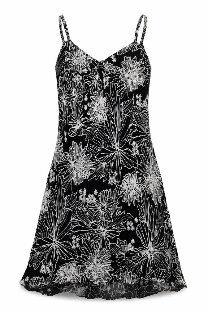 Riviera Womens Black Floral Viscose A-Line  Size 10  Sweetheart Pullover
