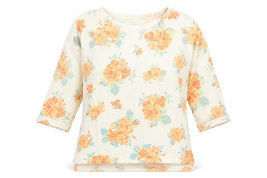 Front view of George women’s multicoloured round neck floral polyester jumper, size UK 12